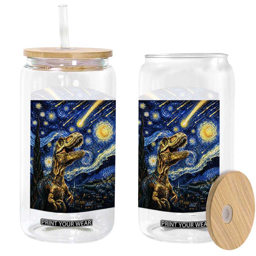 Dinosaur Starry Night Meteor Shower Glass Can Astronomy Lover Gift TS12 Print Your Wear
