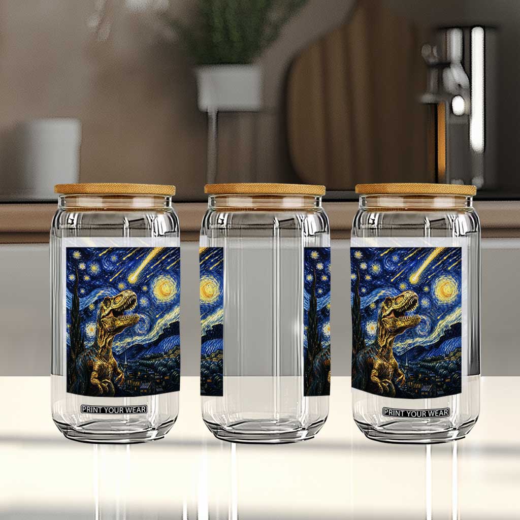Dinosaur Starry Night Meteor Shower Glass Can Astronomy Lover Gift TS12 Print Your Wear