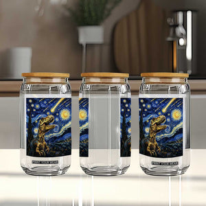 Dinosaur Starry Night Meteor Shower Glass Can Astronomy Lover Gift TS12 Print Your Wear