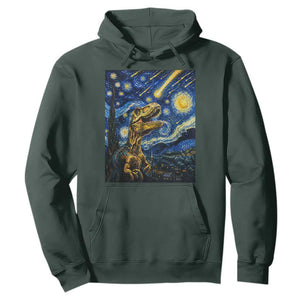 Dinosaur Starry Night Meteor Shower Hoodie Astronomy Lover Gift TS12 Dark Forest Green Print Your Wear