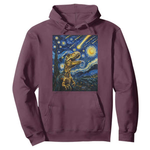 Dinosaur Starry Night Meteor Shower Hoodie Astronomy Lover Gift TS12 Maroon Print Your Wear