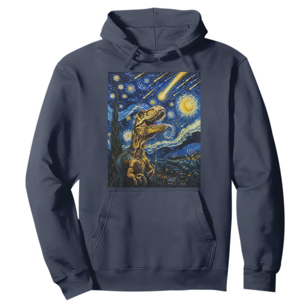 Dinosaur Starry Night Meteor Shower Hoodie Astronomy Lover Gift TS12 Navy Print Your Wear
