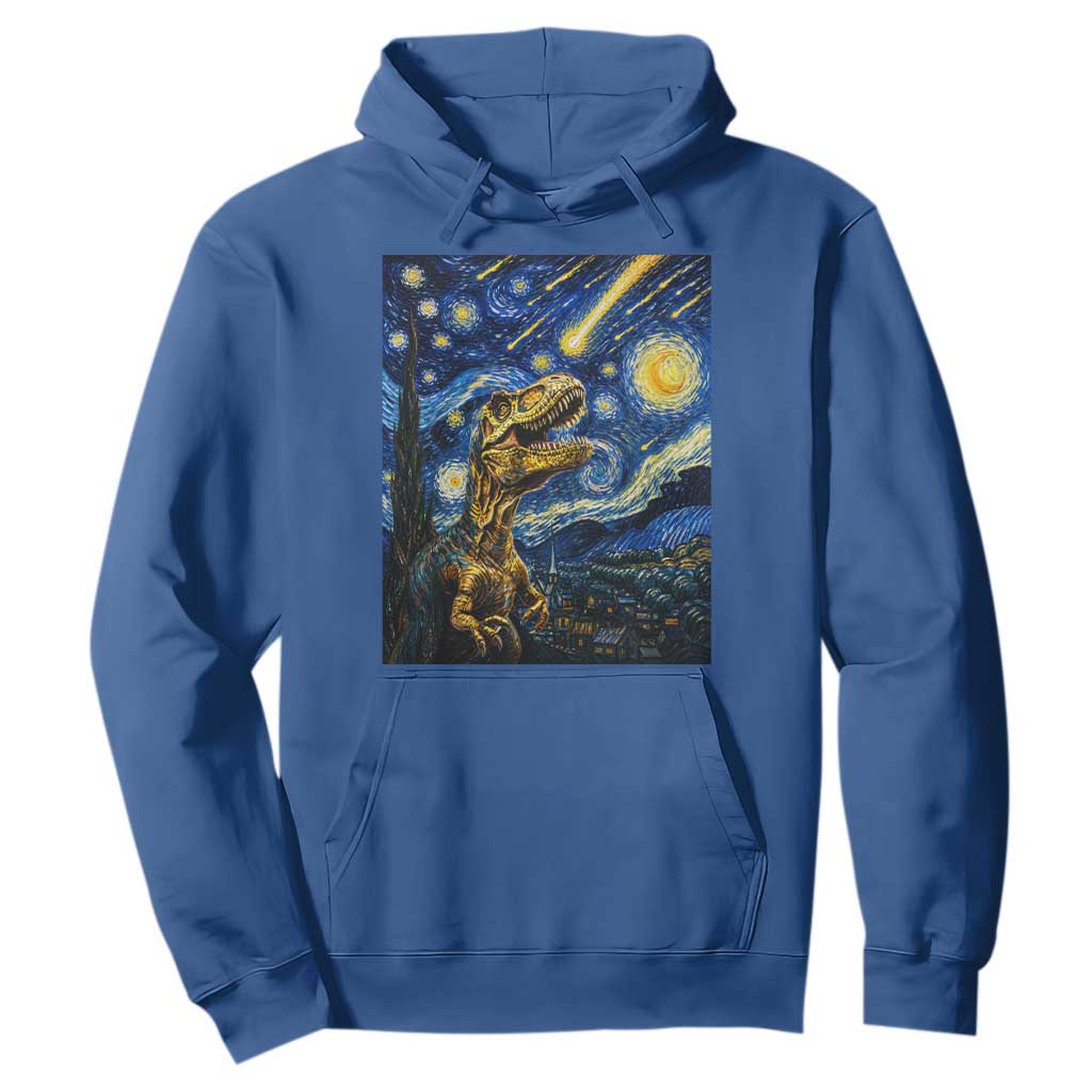 Dinosaur Starry Night Meteor Shower Hoodie Astronomy Lover Gift TS12 Royal Blue Print Your Wear