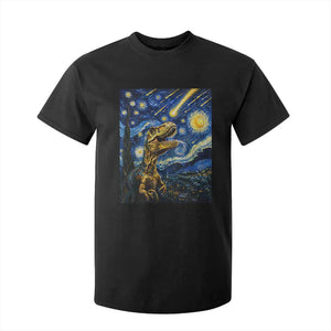 Dinosaur Starry Night Meteor Shower T Shirt For Kid Astronomy Lover Gift TS12 Black Print Your Wear