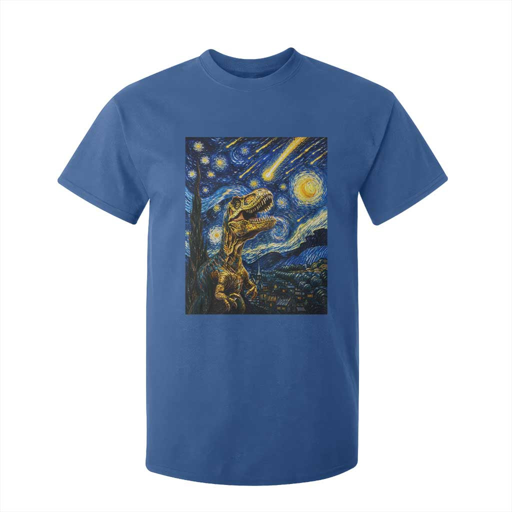 Dinosaur Starry Night Meteor Shower T Shirt For Kid Astronomy Lover Gift TS12 Royal Blue Print Your Wear