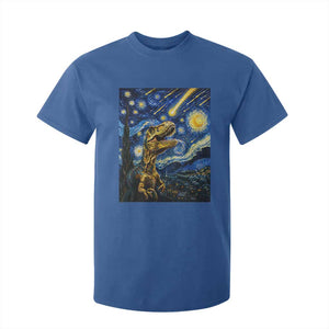 Dinosaur Starry Night Meteor Shower T Shirt For Kid Astronomy Lover Gift TS12 Royal Blue Print Your Wear