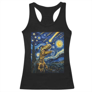 Dinosaur Starry Night Meteor Shower Racerback Tank Top Astronomy Lover Gift TS12 Black Print Your Wear