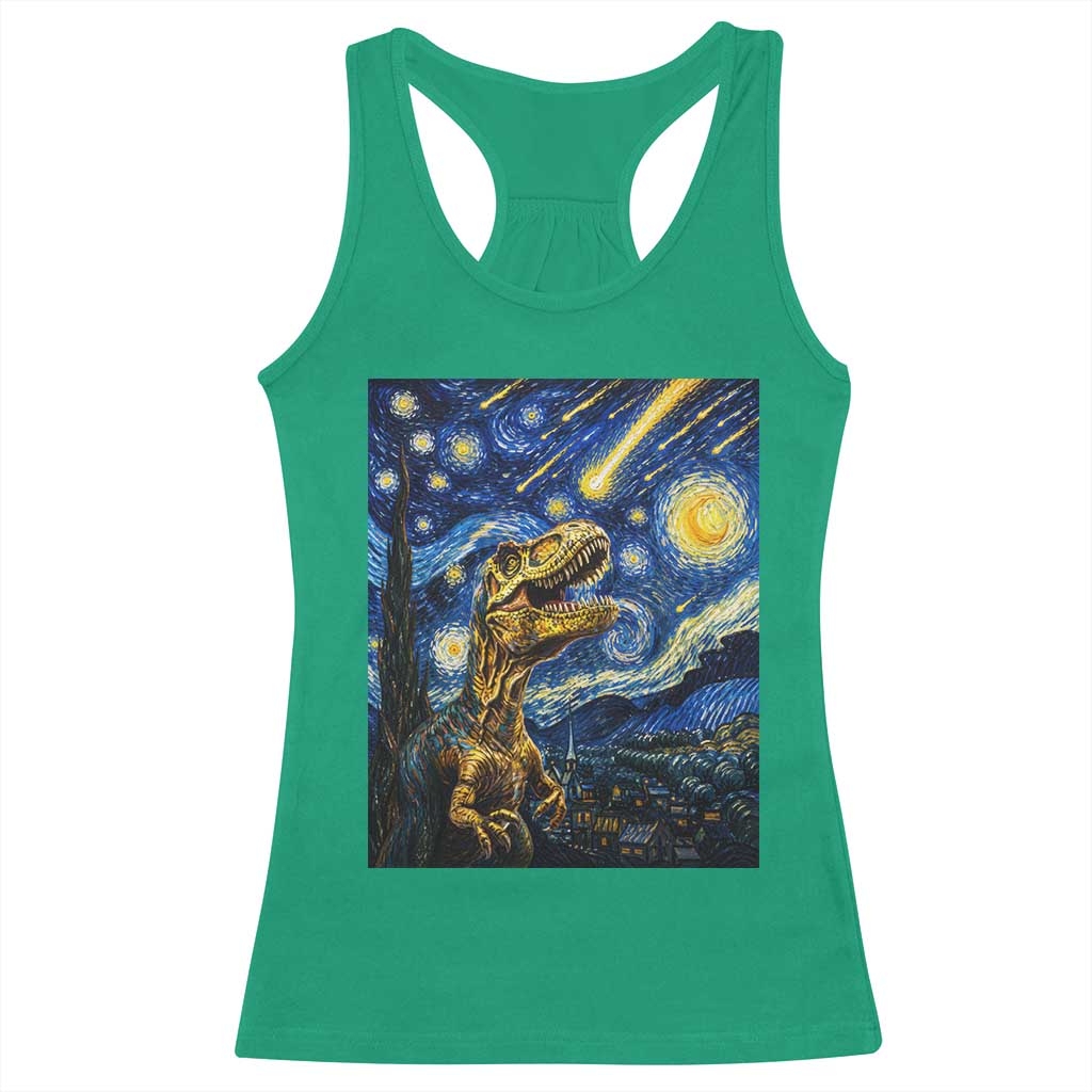 Dinosaur Starry Night Meteor Shower Racerback Tank Top Astronomy Lover Gift TS12 Irish Green Print Your Wear