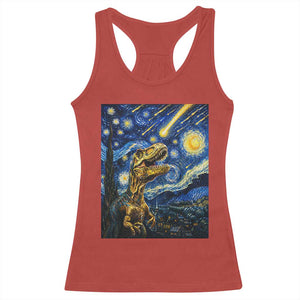 Dinosaur Starry Night Meteor Shower Racerback Tank Top Astronomy Lover Gift TS12 Red Print Your Wear