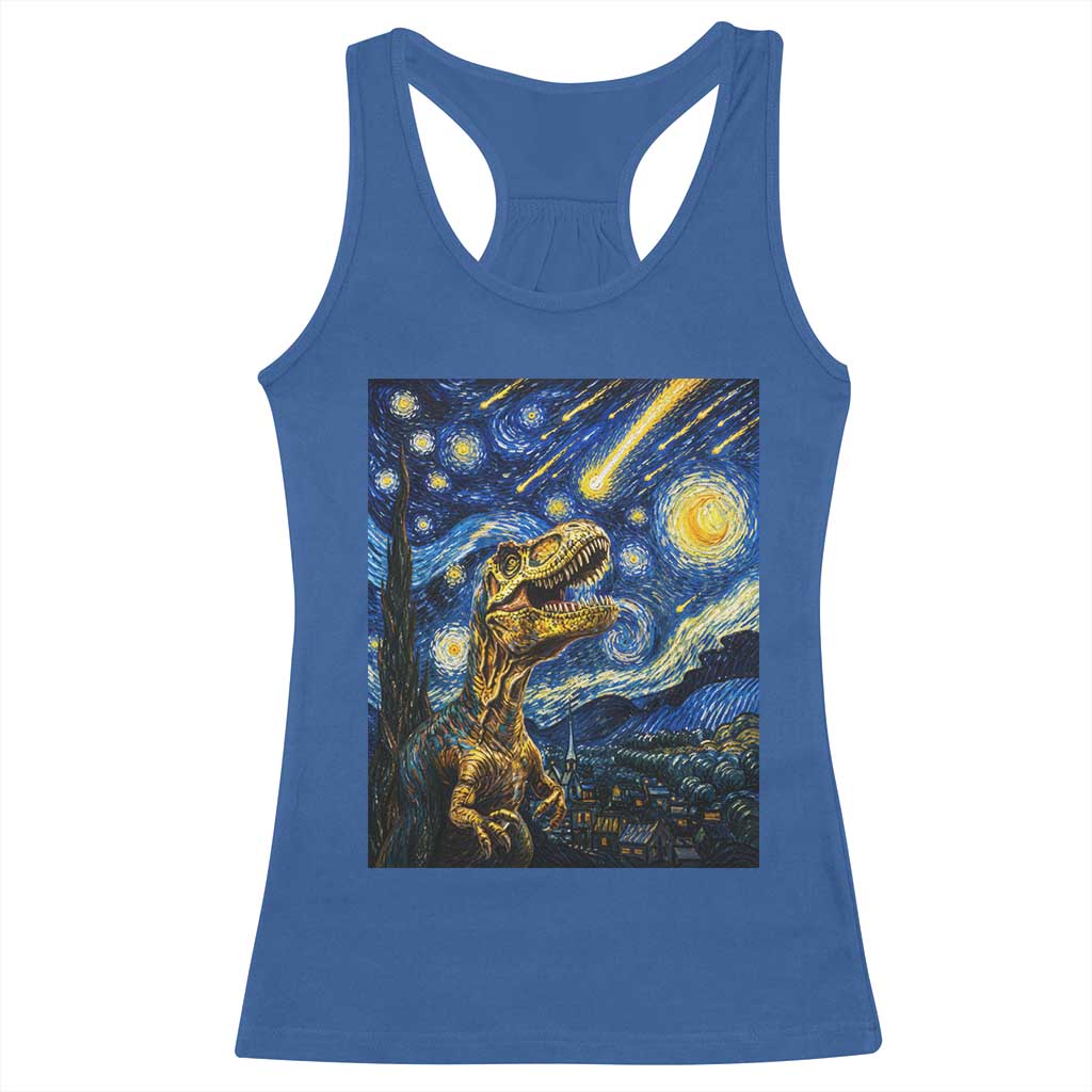 Dinosaur Starry Night Meteor Shower Racerback Tank Top Astronomy Lover Gift TS12 Royal Blue Print Your Wear