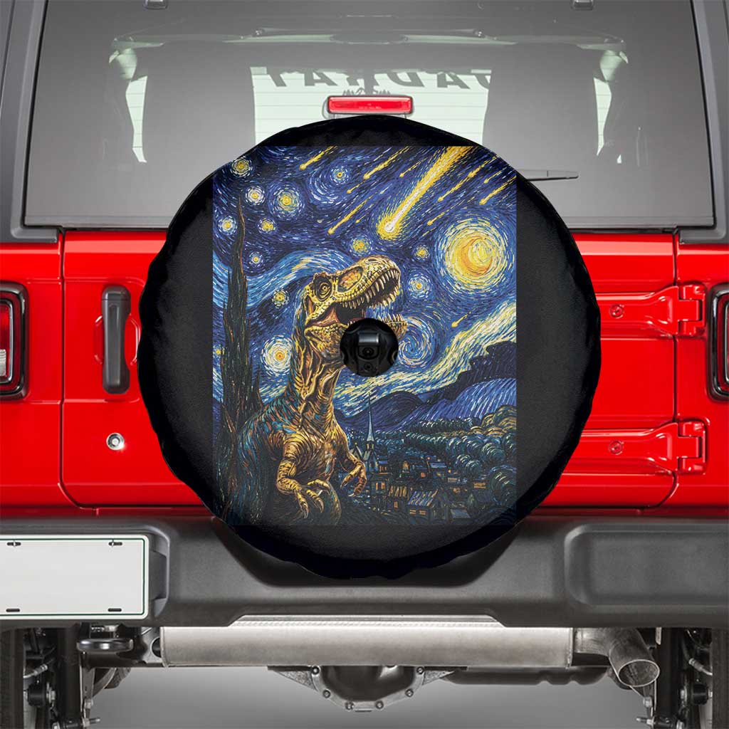 Dinosaur Starry Night Meteor Shower Spare Tire Cover Astronomy Lover Gift TS12 Black Print Your Wear