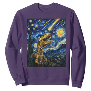 Dinosaur Starry Night Meteor Shower Sweatshirt Astronomy Lover Gift TS12 Purple Print Your Wear