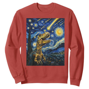 Dinosaur Starry Night Meteor Shower Sweatshirt Astronomy Lover Gift TS12 Red Print Your Wear