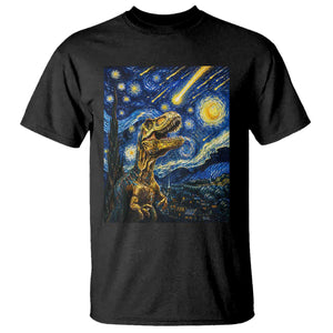 Dinosaur Starry Night Meteor Shower T Shirt Astronomy Lover Gift TS12 Black Print Your Wear
