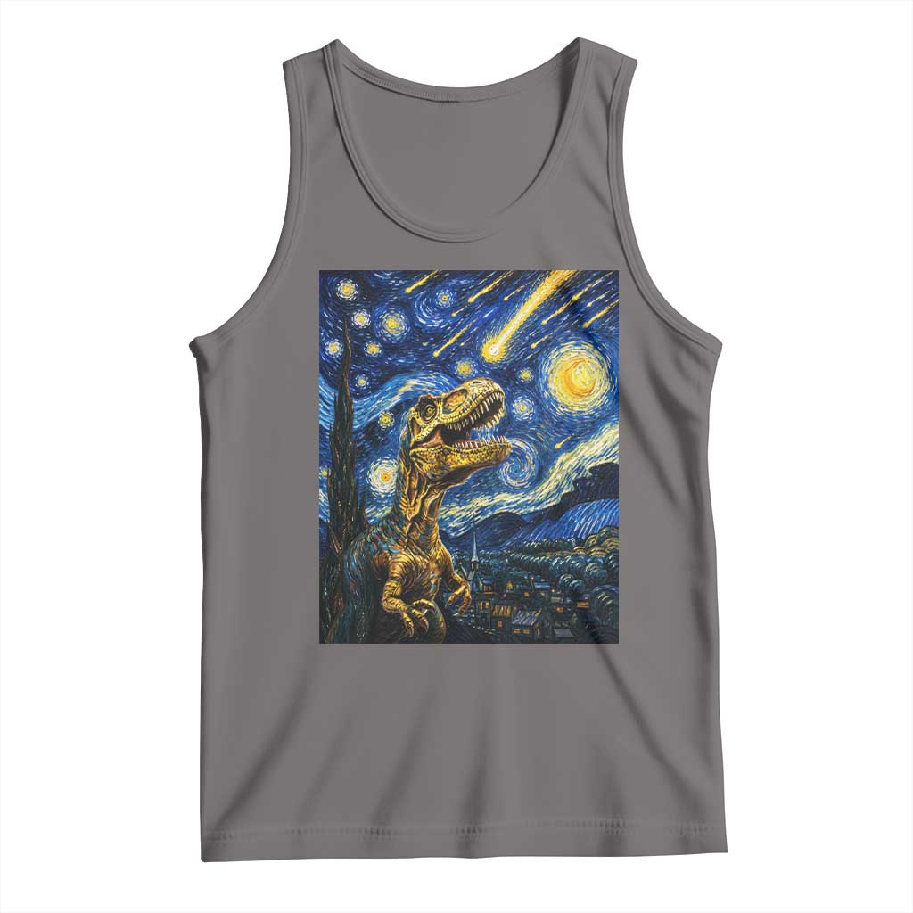 Dinosaur Starry Night Meteor Shower Tank Top Astronomy Lover Gift TS12 Deep Heather Print Your Wear
