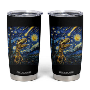 Dinosaur Starry Night Meteor Shower Tumbler Cup Astronomy Lover Gift TS12 Black Print Your Wear