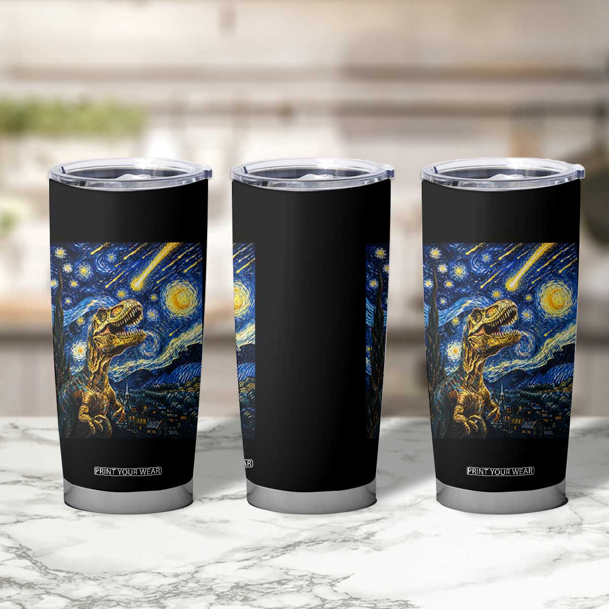 Dinosaur Starry Night Meteor Shower Tumbler Cup Astronomy Lover Gift TS12 Print Your Wear