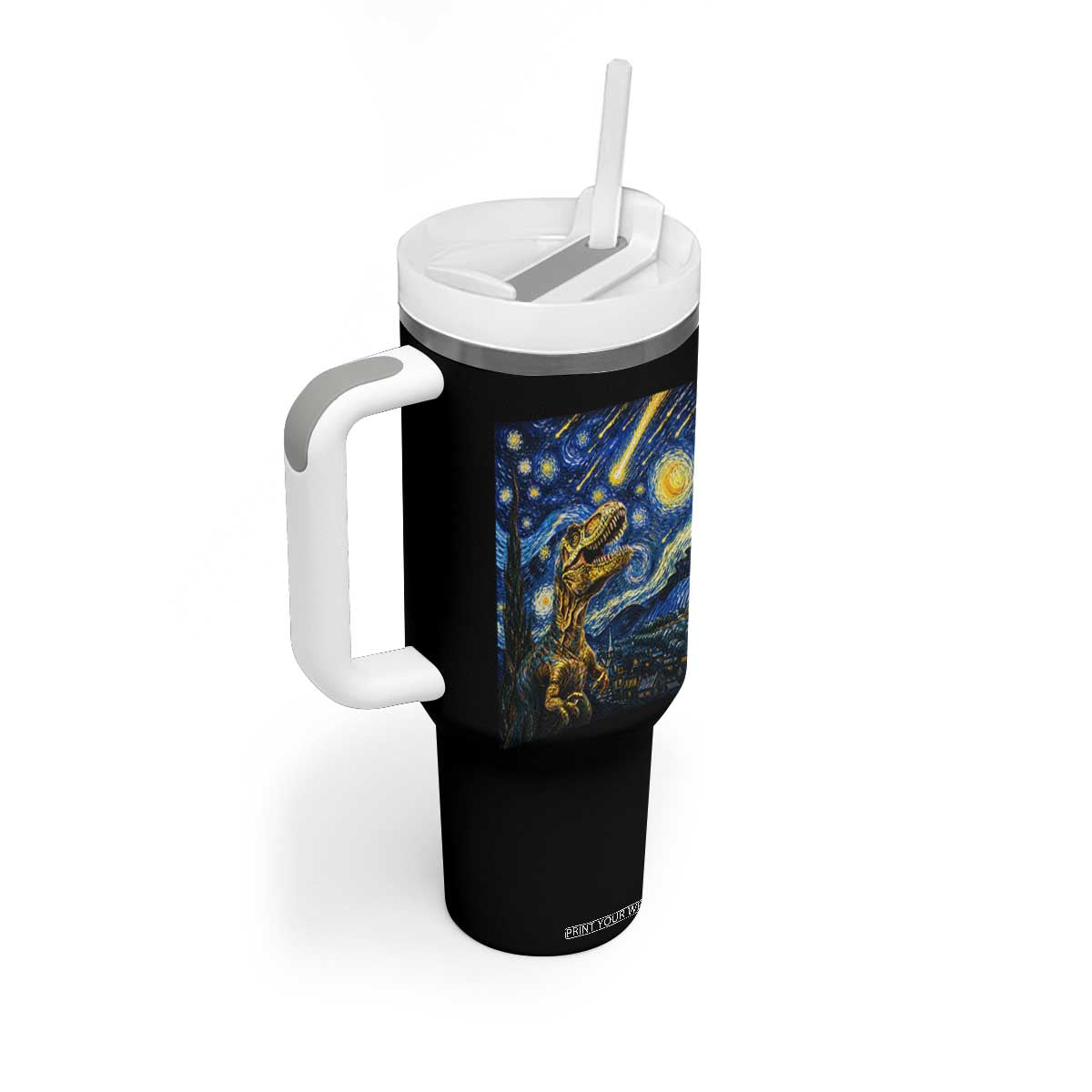 Dinosaur Starry Night Meteor Shower Tumbler With Handle Astronomy Lover Gift TS12 Print Your Wear