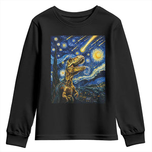 Dinosaur Starry Night Meteor Shower Youth Sweatshirt Astronomy Lover Gift TS12 Black Print Your Wear