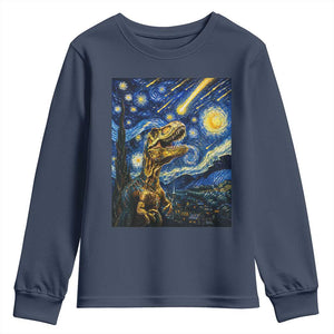 Dinosaur Starry Night Meteor Shower Youth Sweatshirt Astronomy Lover Gift TS12 Navy Print Your Wear
