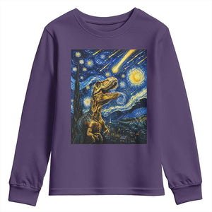 Dinosaur Starry Night Meteor Shower Youth Sweatshirt Astronomy Lover Gift TS12 Purple Print Your Wear