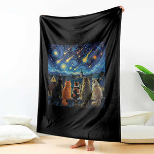 Starry Night Cats Watching Meteors Throw Blanket Astronomy Lover Gift TS12 Print Your Wear