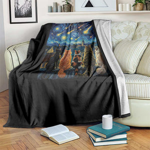 Starry Night Cats Watching Meteors Throw Blanket Astronomy Lover Gift TS12 Print Your Wear