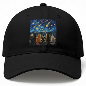Starry Night Cats Watching Meteors Baseball Cap Astronomy Lover Gift TS12 Print Your Wear