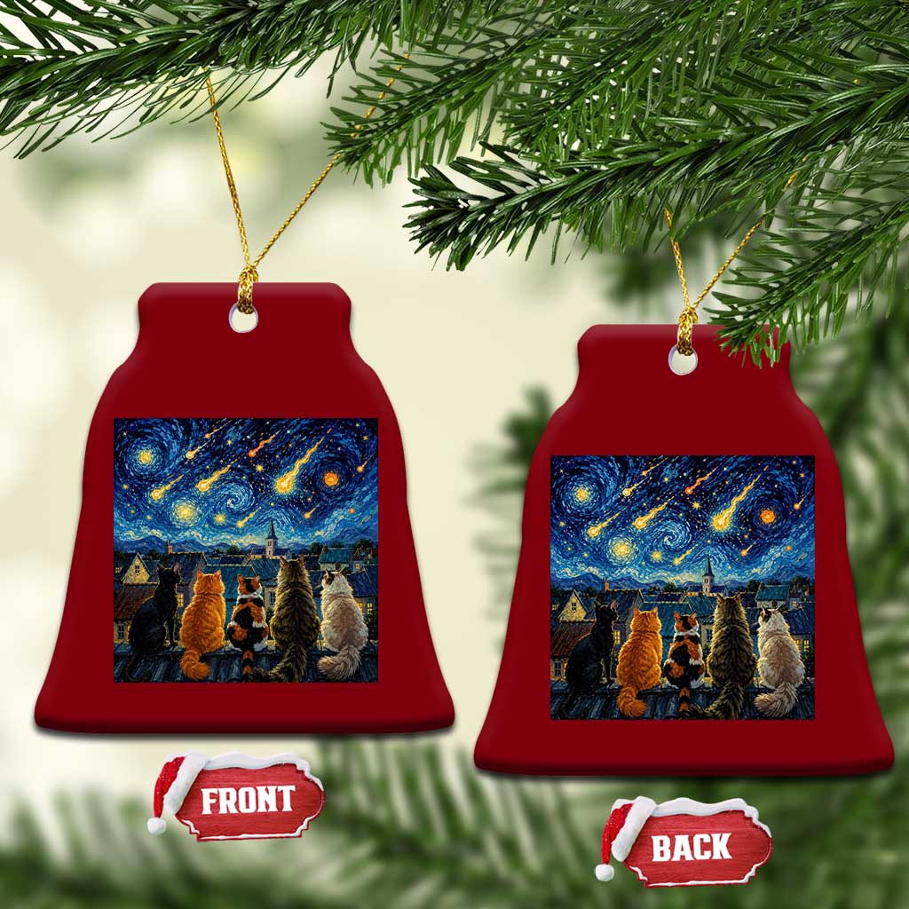 Starry Night Cats Watching Meteors Ceramic Ornament Astronomy Lover Gift TS12 Print Your Wear