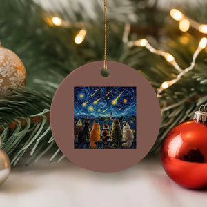 Starry Night Cats Watching Meteors Ceramic Ornament Astronomy Lover Gift TS12 1pc Mocha Print Your Wear