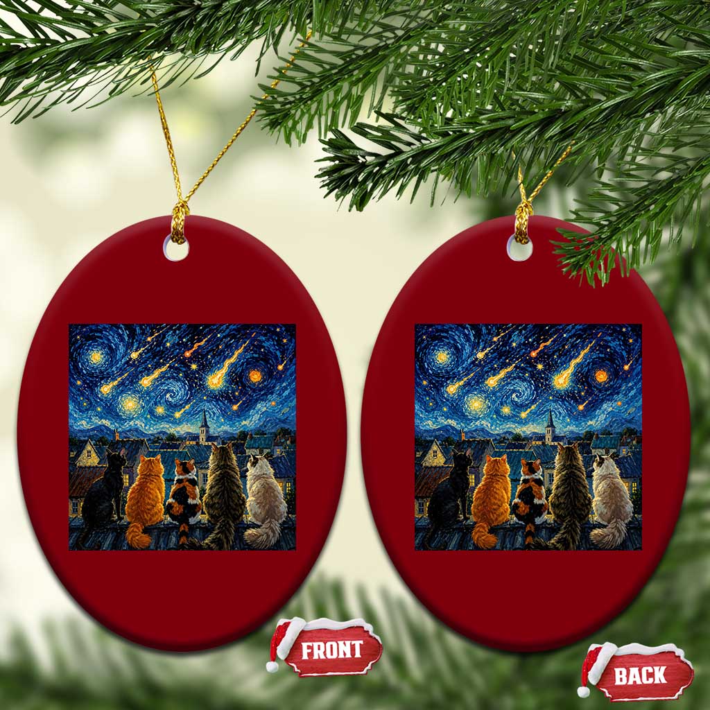 Starry Night Cats Watching Meteors Ceramic Ornament Astronomy Lover Gift TS12 Print Your Wear