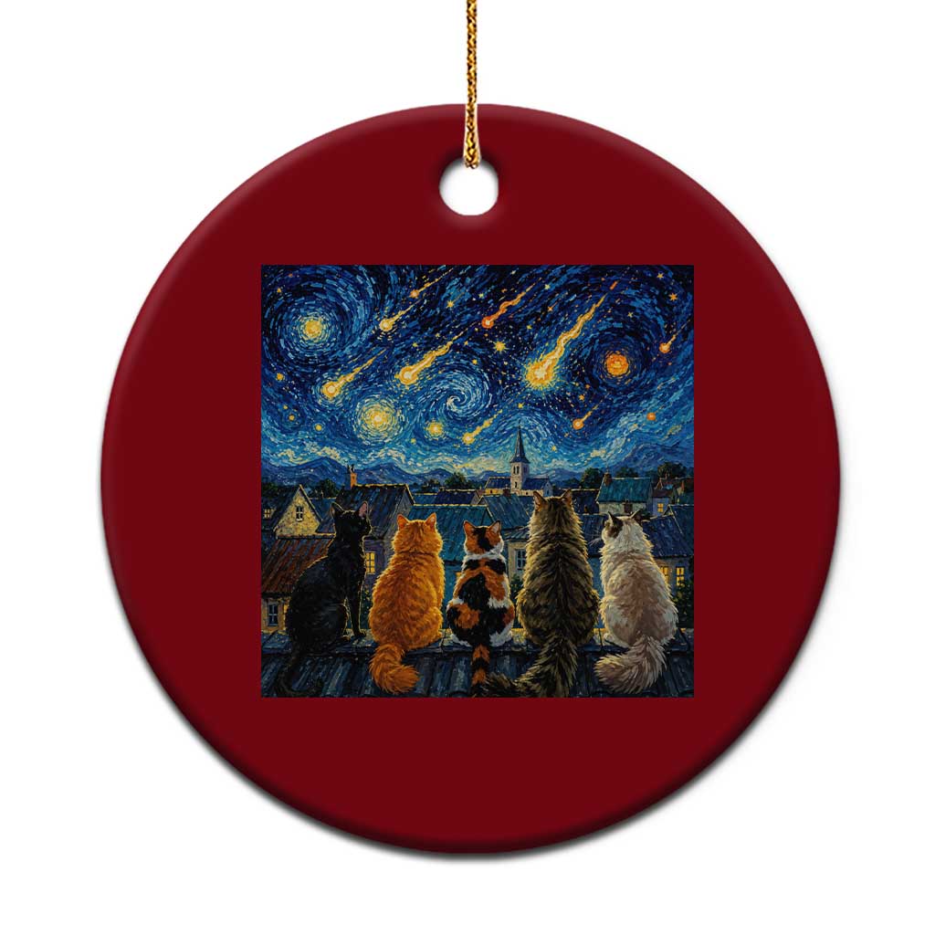 Starry Night Cats Watching Meteors Ceramic Ornament Astronomy Lover Gift TS12 1pc Red Print Your Wear