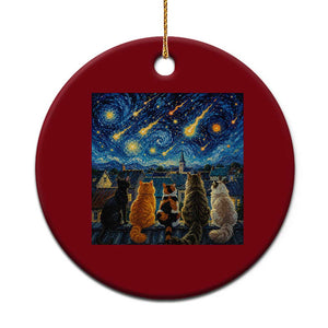 Starry Night Cats Watching Meteors Ceramic Ornament Astronomy Lover Gift TS12 1pc Red Print Your Wear