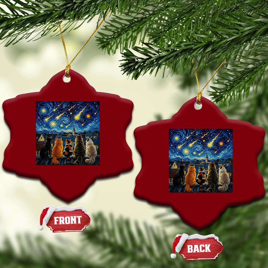 Starry Night Cats Watching Meteors Ceramic Ornament Astronomy Lover Gift TS12 Print Your Wear