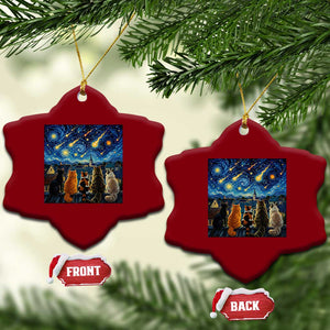 Starry Night Cats Watching Meteors Ceramic Ornament Astronomy Lover Gift TS12 Print Your Wear