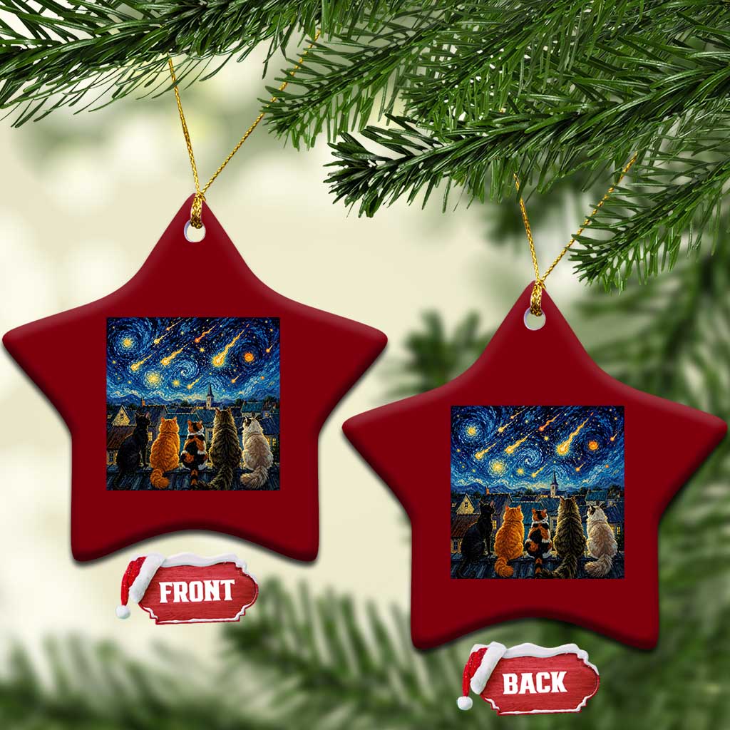 Starry Night Cats Watching Meteors Ceramic Ornament Astronomy Lover Gift TS12 Print Your Wear