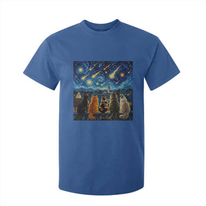 Starry Night Cats Watching Meteors T Shirt For Kid Astronomy Lover Gift TS12 Royal Blue Print Your Wear