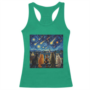 Starry Night Cats Watching Meteors Racerback Tank Top Astronomy Lover Gift TS12 Irish Green Print Your Wear