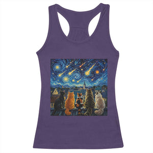Starry Night Cats Watching Meteors Racerback Tank Top Astronomy Lover Gift TS12 Purple Print Your Wear