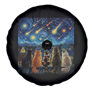 Starry Night Cats Watching Meteors Spare Tire Cover Astronomy Lover Gift TS12 Print Your Wear