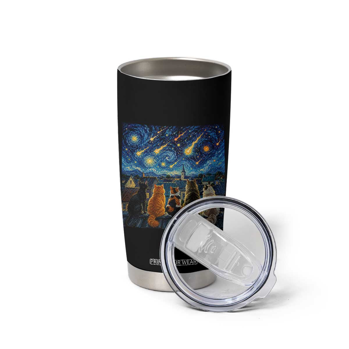 Starry Night Cats Watching Meteors Tumbler Cup Astronomy Lover Gift TS12 Print Your Wear