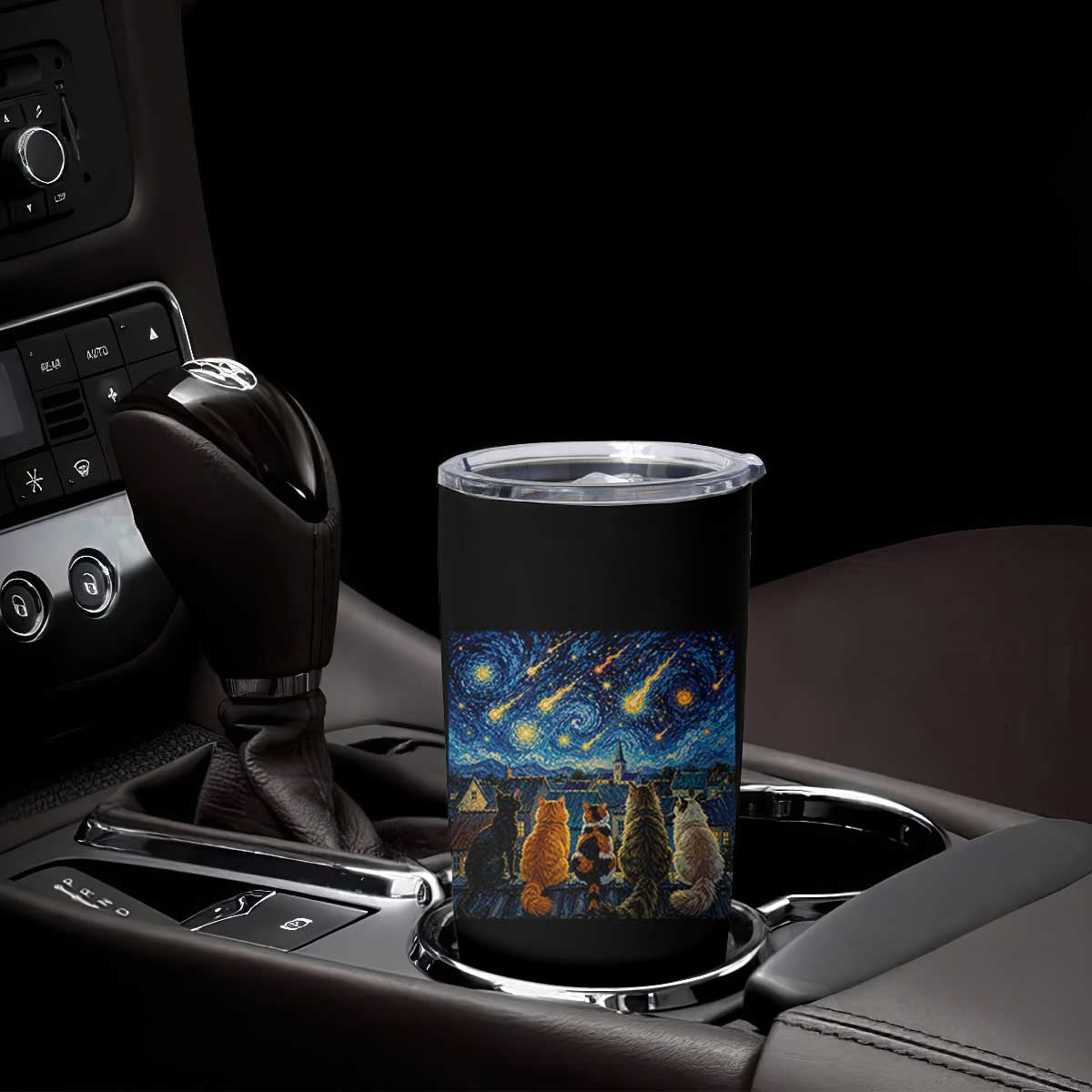 Starry Night Cats Watching Meteors Tumbler Cup Astronomy Lover Gift TS12 Print Your Wear