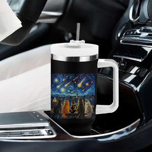 Starry Night Cats Watching Meteors Tumbler With Handle Astronomy Lover Gift TS12 Print Your Wear