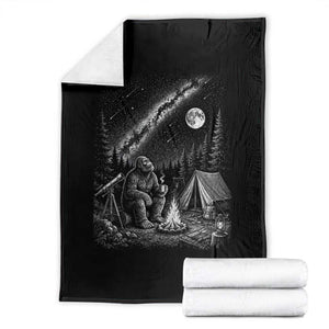 Bigfoot Camping Under Meteor Showers Throw Blanket Stargazer Gift TS12 Black Print Your Wear