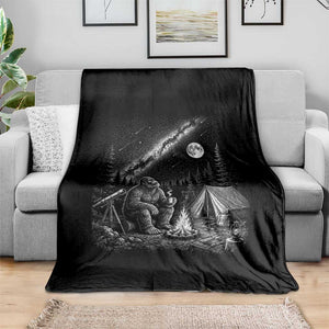 Bigfoot Camping Under Meteor Showers Throw Blanket Stargazer Gift TS12 Print Your Wear