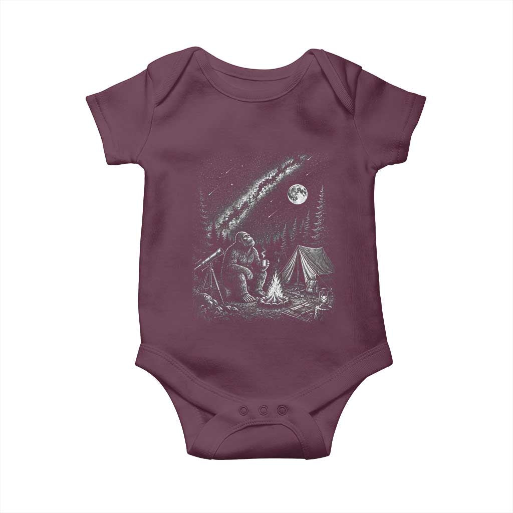 Bigfoot Camping Under Meteor Showers Baby Onesie Stargazer Gift TS12 Maroon Print Your Wear