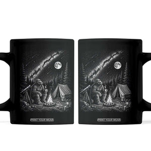Bigfoot Camping Under Meteor Showers Coffee Mug Stargazer Gift TS12 Black Print Your Wear