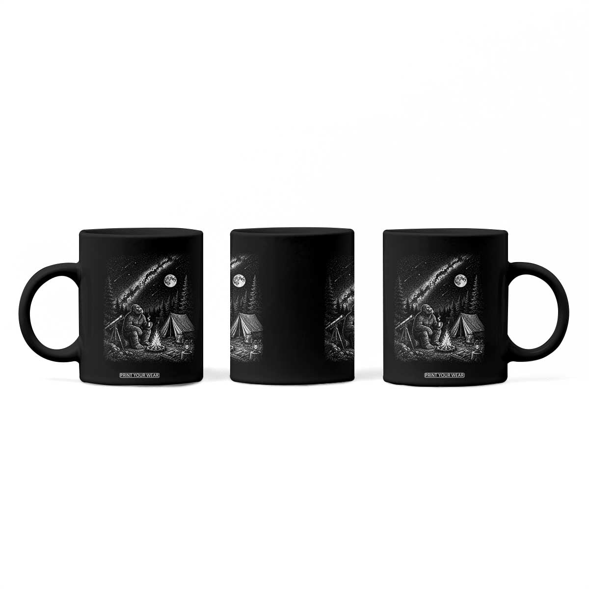 Bigfoot Camping Under Meteor Showers Coffee Mug Stargazer Gift TS12 Print Your Wear