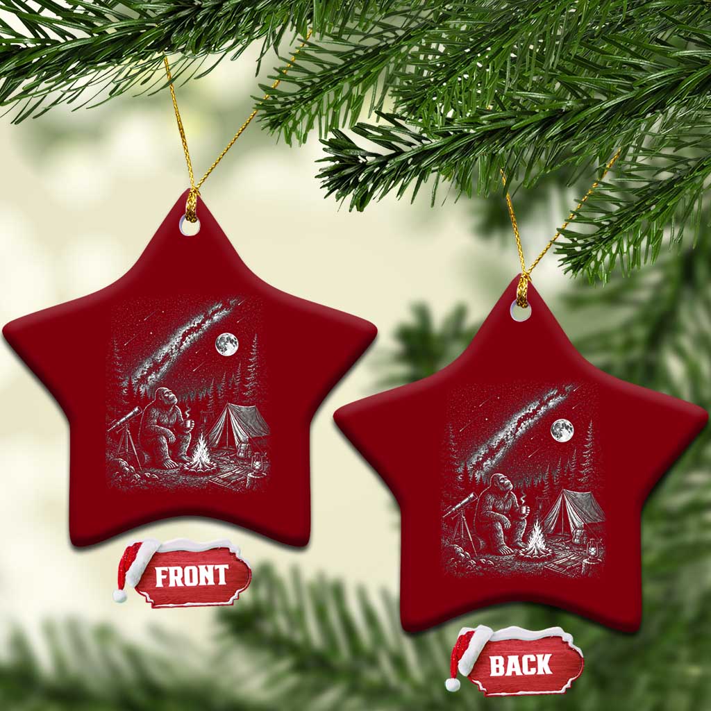 Bigfoot Camping Under Meteor Showers Ceramic Ornament Stargazer Gift TS12 Print Your Wear