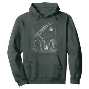 Bigfoot Camping Under Meteor Showers Hoodie Stargazer Gift TS12 Dark Forest Green Print Your Wear